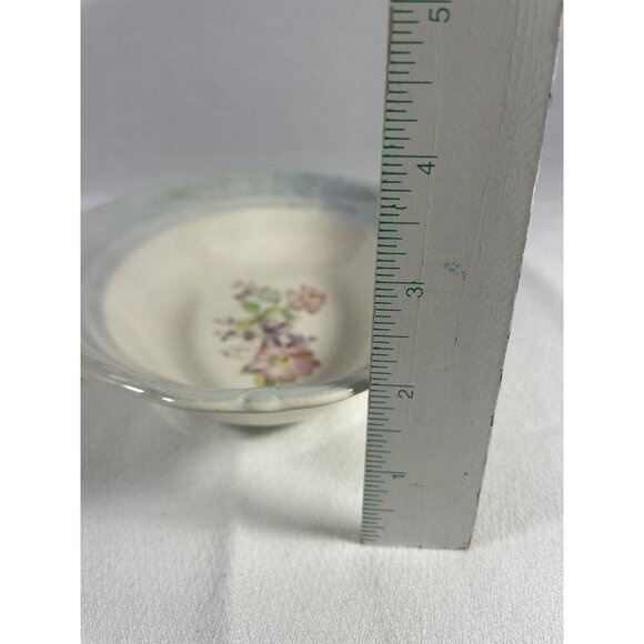 Crown Potteries Co Pair of Oval Floral Bowls Pink Blue 9X7X2 - Picture 7 of 8